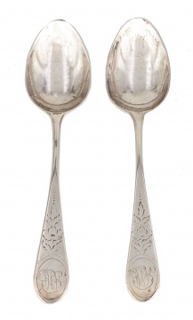 (2) Paul Revere, Jr. (American, 1734-1818) Silver Teaspoons